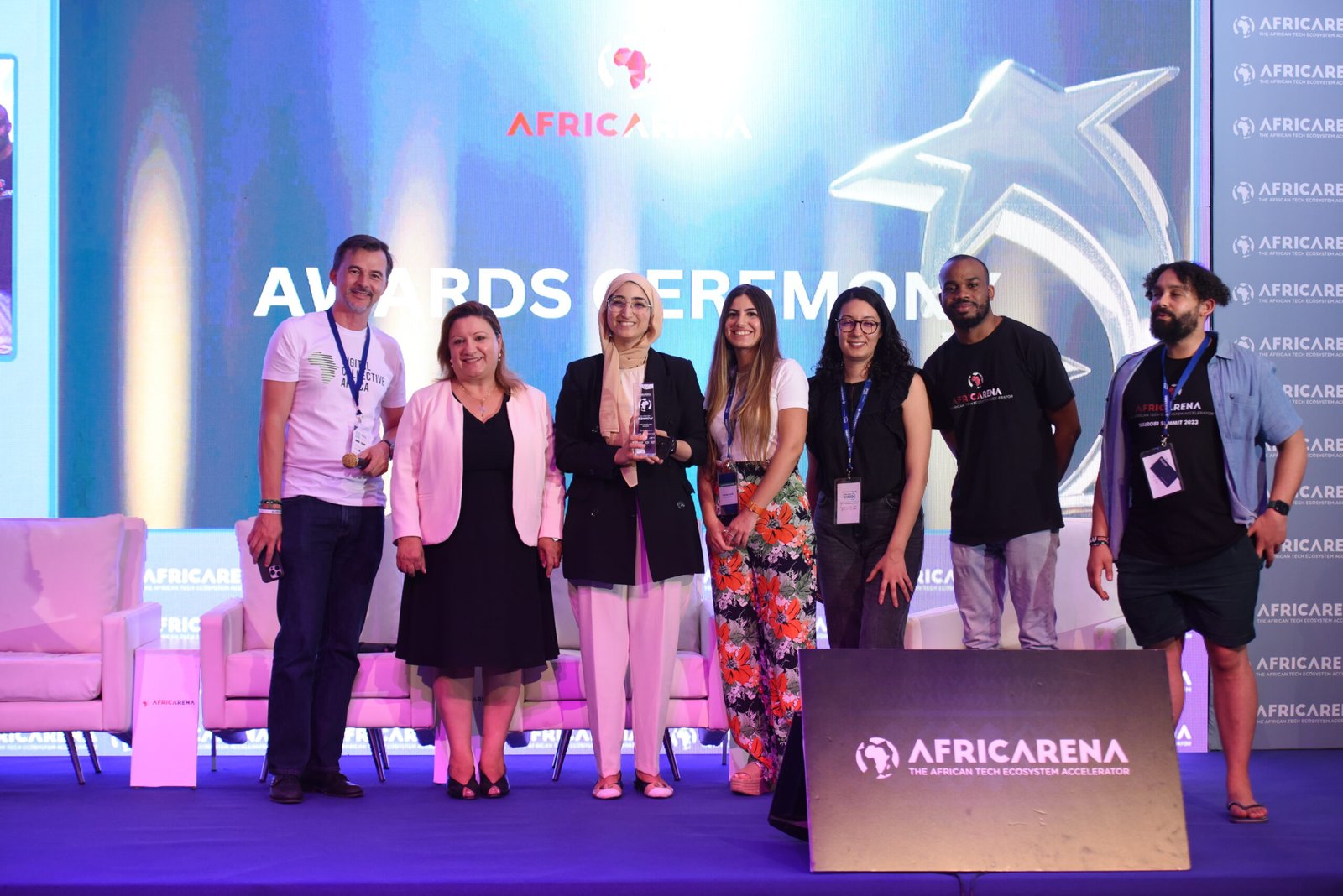 
Viventis won the Best Health Tech Startup Award at the AfricArena Tunis AI, DeepTech, HealthTech & EdTech Summit
that took place at the City of Culture in Tunis, Tunisia on Thursday 12 October 2023. Yesmine Mansar, Program Manager at
Open Startup Tunisia accepted the award on behalf of Viventis.